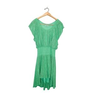 Anthropologie Leifnotes Green Lace Overlay Twee High Low Mini Dress XS